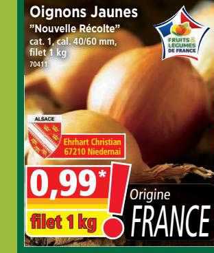 oignons jaunes "nouvelle récolte"