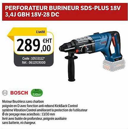 perforateur burineur sds-plus 18v 3.4j gbh 18v-28 dc bosch
