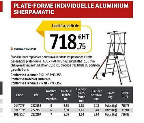 plate-forme individuelle aluminium sherpamatic