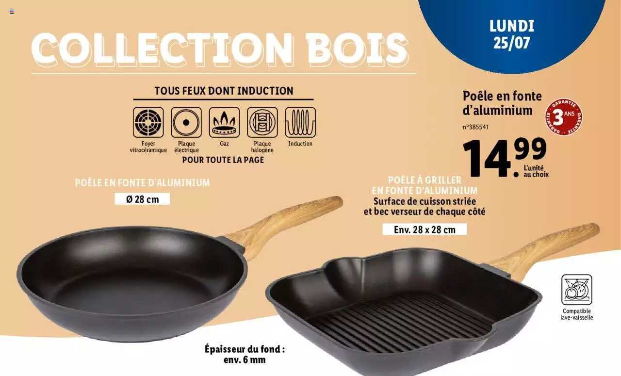 poêle en fonte d'aluminium