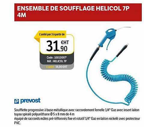 prevost ensemble de soufflage helicol 7p 4m