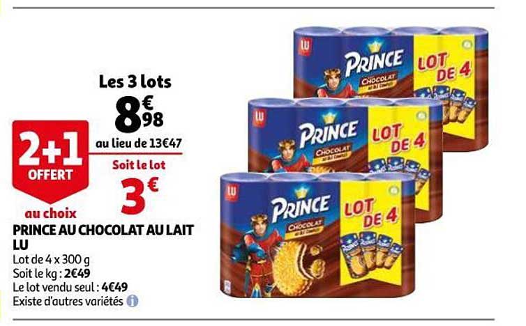 Prince Au Chocolat Au Lait Lu 2+1 Offert Au Choix