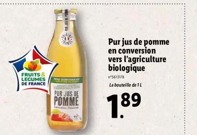 pur jus de pomme en conservation vers l'agriculture biologique