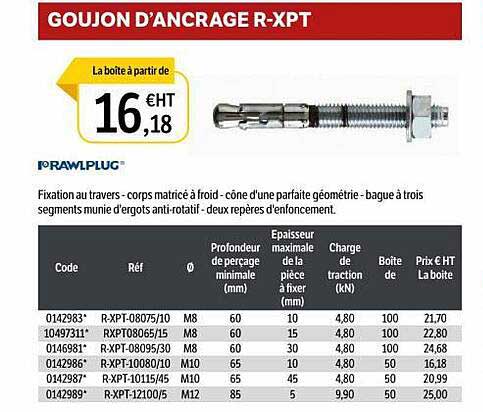 rawlplug goujon d'ancrage r-xpt