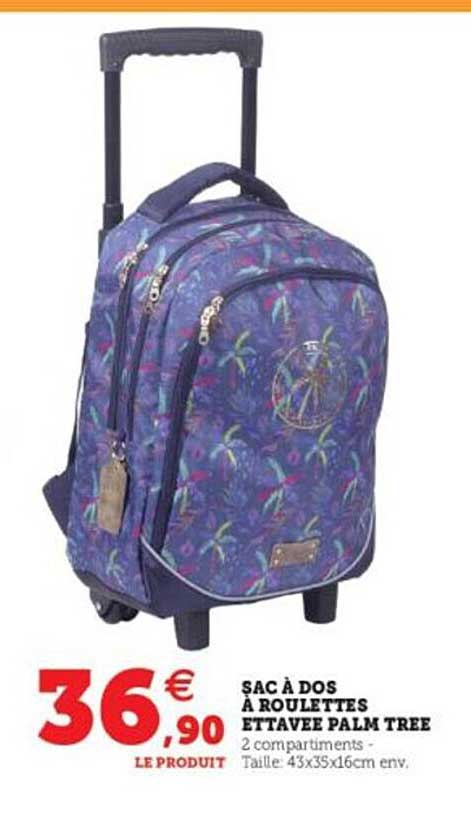 sac à dos à roulettes ettavée palm tree