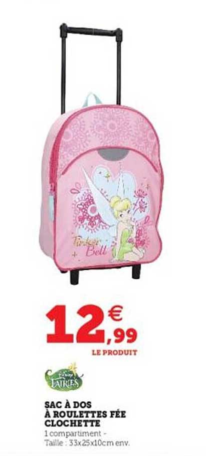sac à dos à roulettes fée clochette