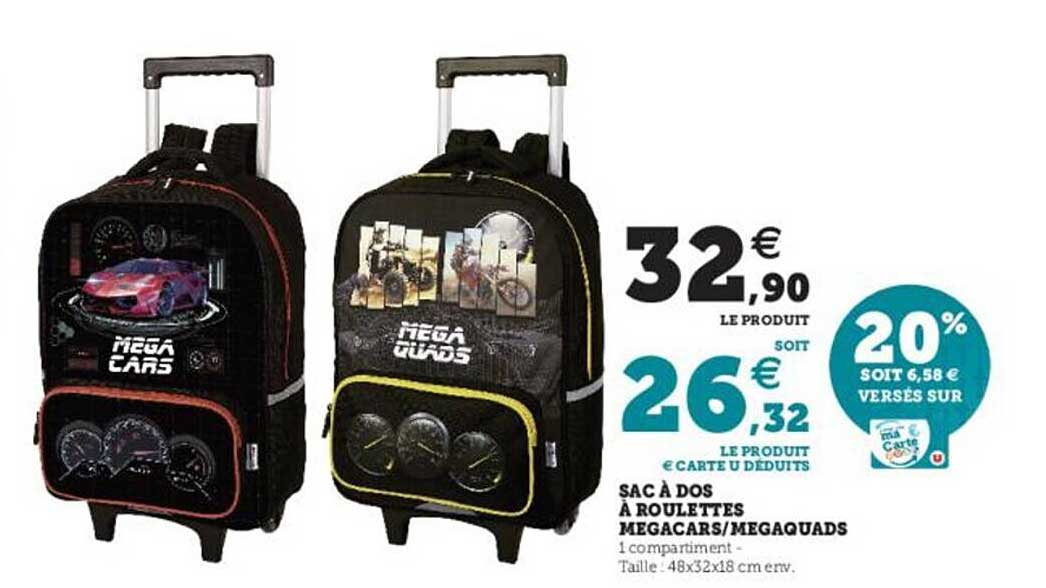 Sac à Dos à Roulettes Megacars Megaquads