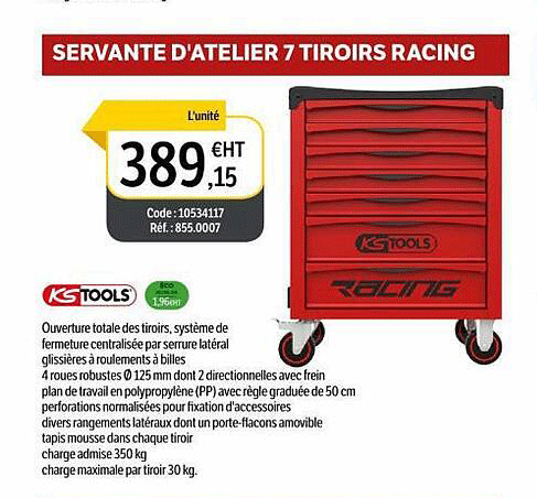 servante d'atelier 7 tiroirs racing