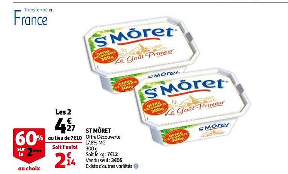st môret 60% sur le 2ème au choix
