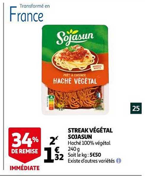 streak végétal sojasun 34% de remise immédiate