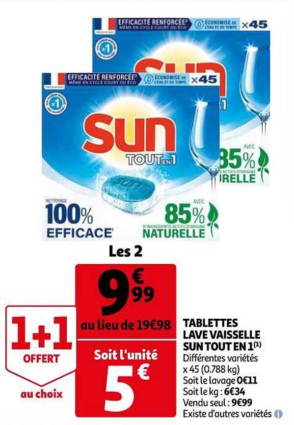 tablettes lave vaisselle sun tout en 1
