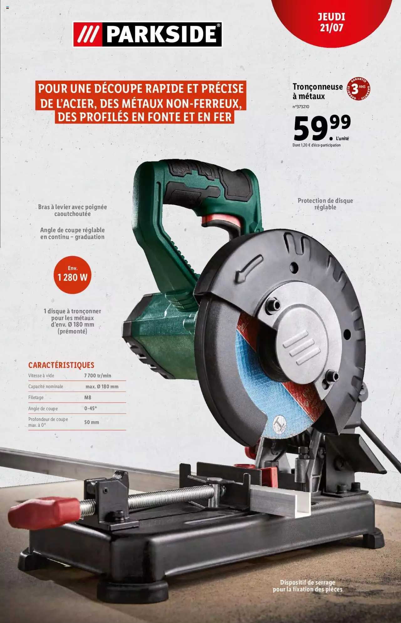 tronçonneuse à métaux  parkside