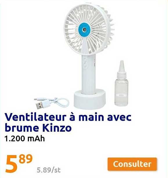 ventilateur à main avec brume kinzo