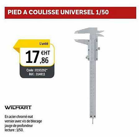 wilmart pied à coulisse universel 1 50