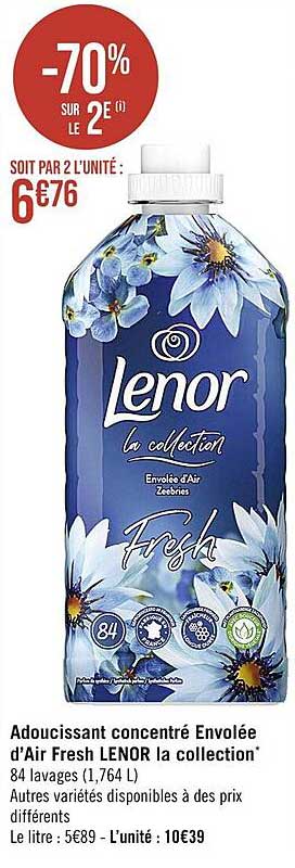 adoucissant concentré envolée d'air fresh lenor la collection