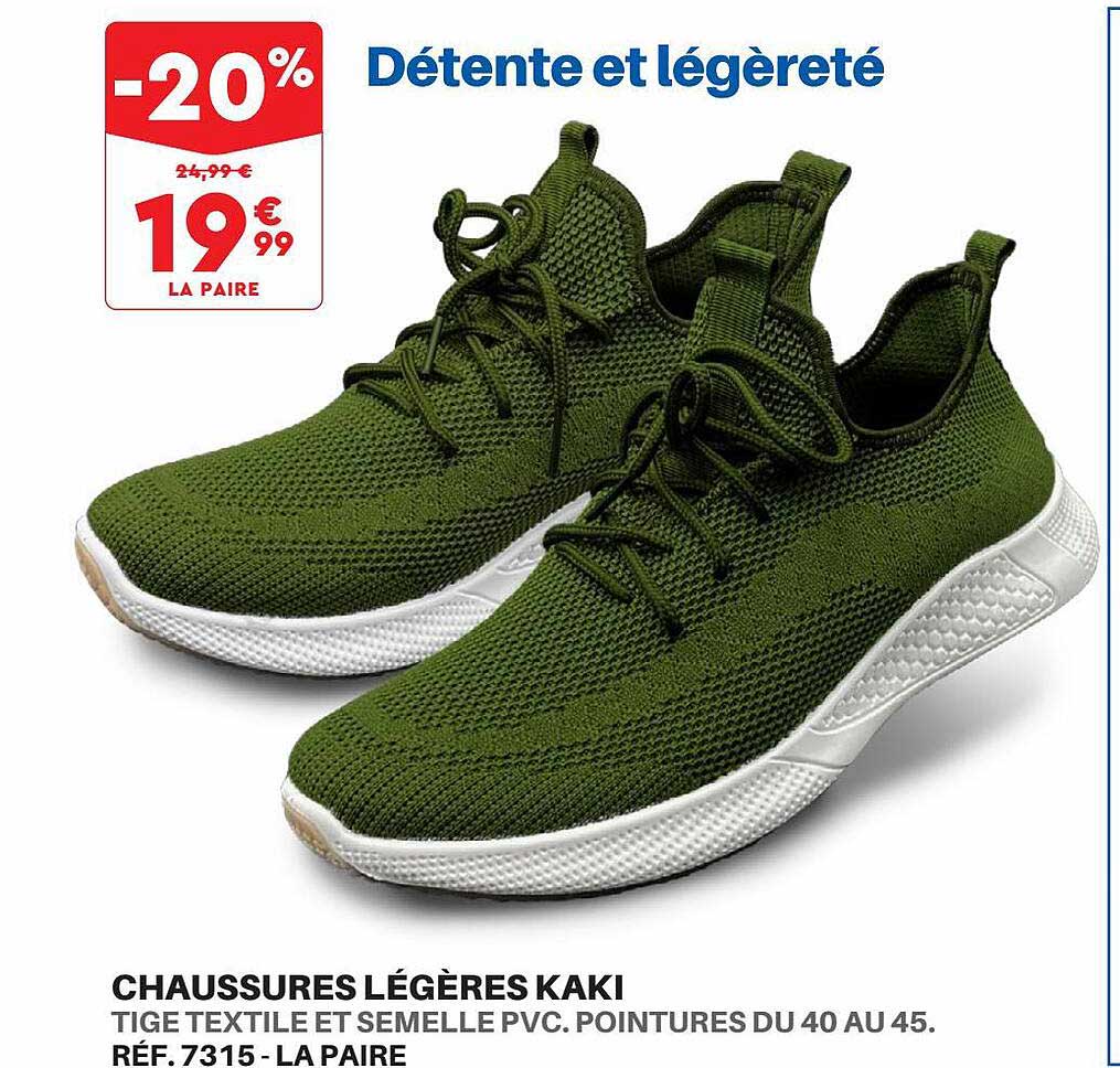 chaussures légères kaki