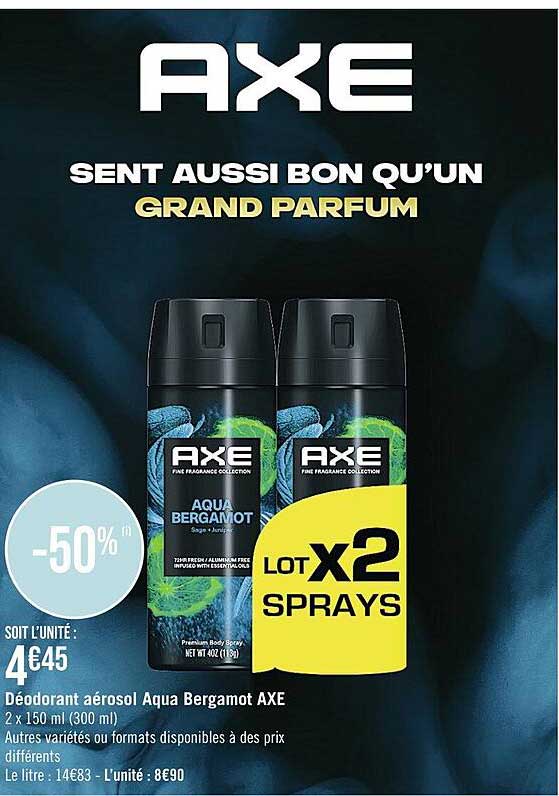 déodorant aérosol aqua bergamot axe