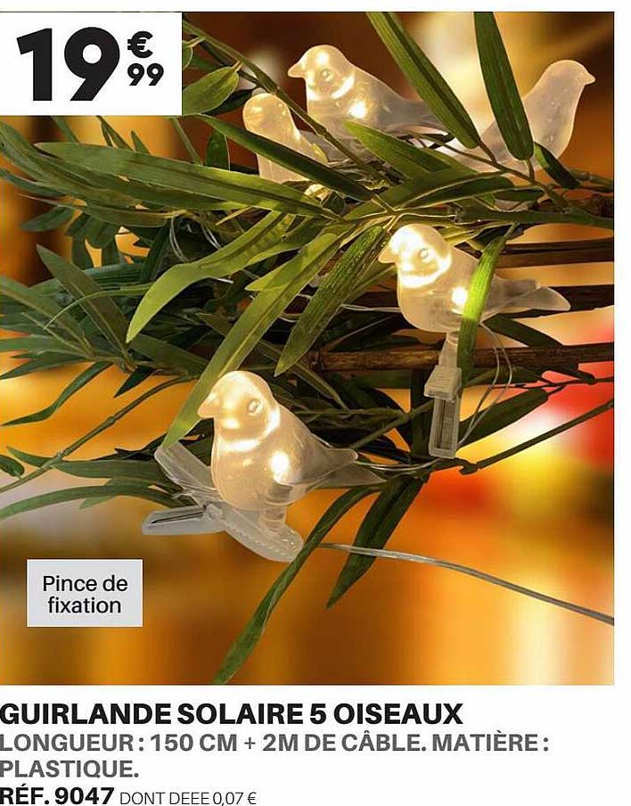 Guirlande Solaire 5 Oiseaux