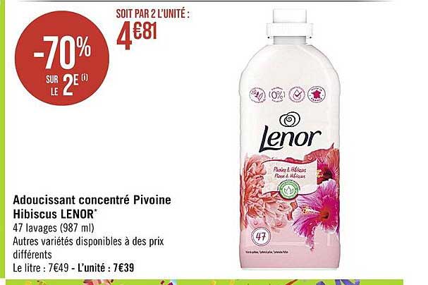 Adoucissant Concentré Pivoine Hibiscus Lenor