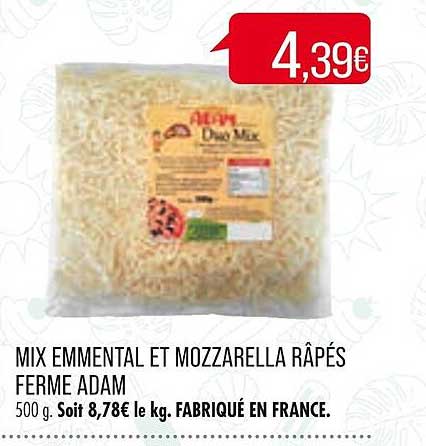 Mix Emmental Et Mozzarella Râpés Ferme Adam