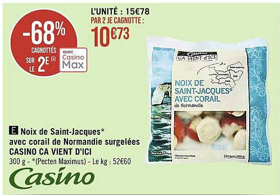 noix de saint-jacques avec corail de normandie surgelées casino ça vient d'ici