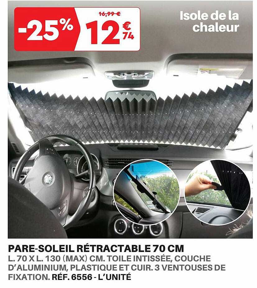 pare-soleil rétractable 70 cm