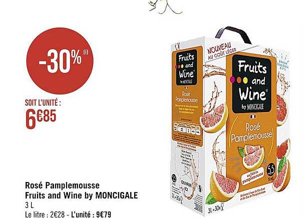 rosé pamplemousse fruits and wine by moncigale