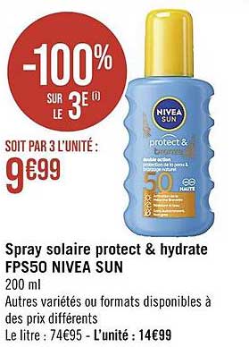 spray solaire protect & hydrate fps50 nivea sun