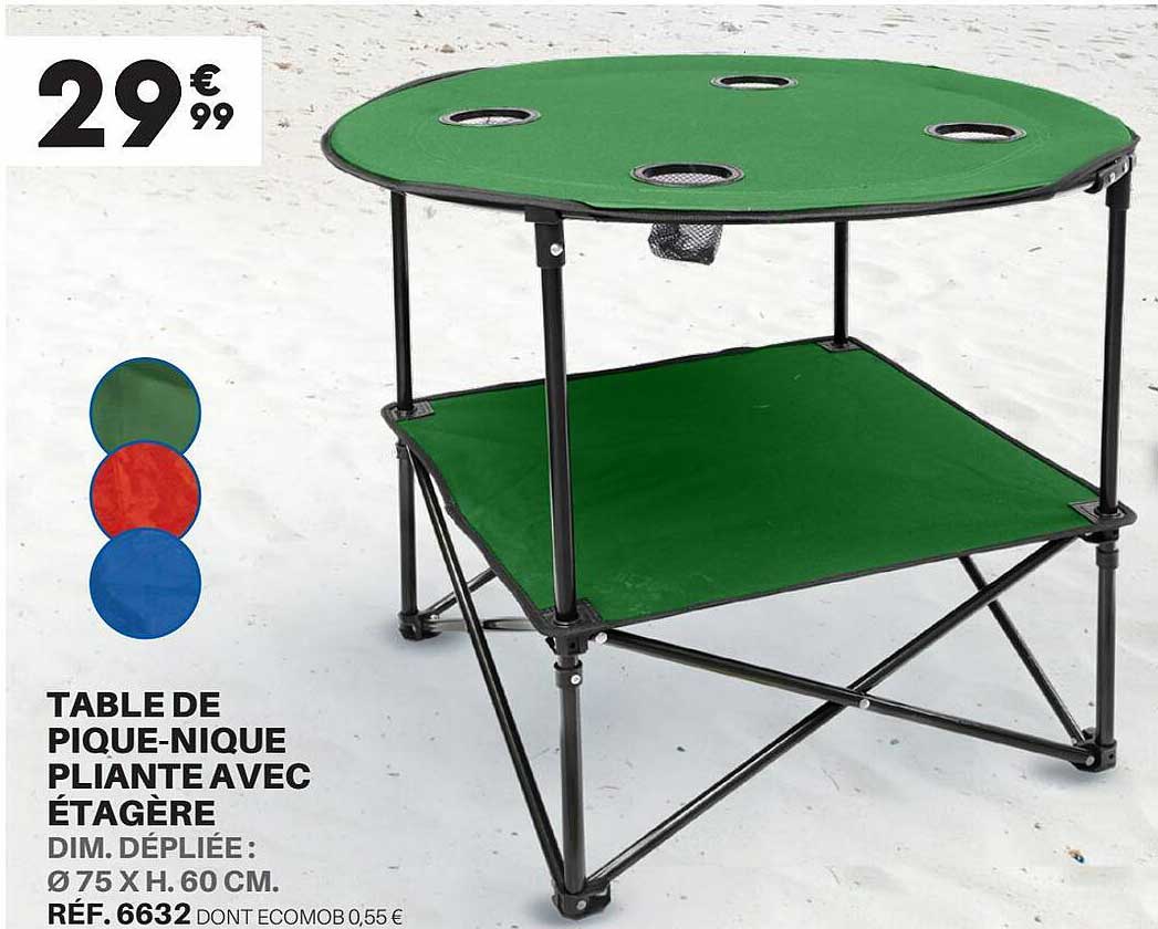 table de pique-nique pliante avec étagère