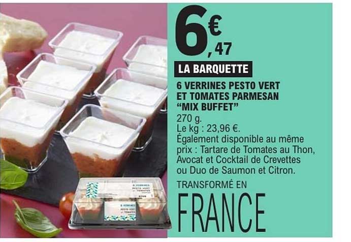6 VERRINES PESTO VERT ET TOMATES PARMESAN