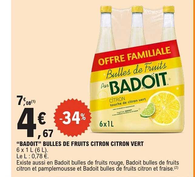Badoit Bulles de Fruits citron citron vert