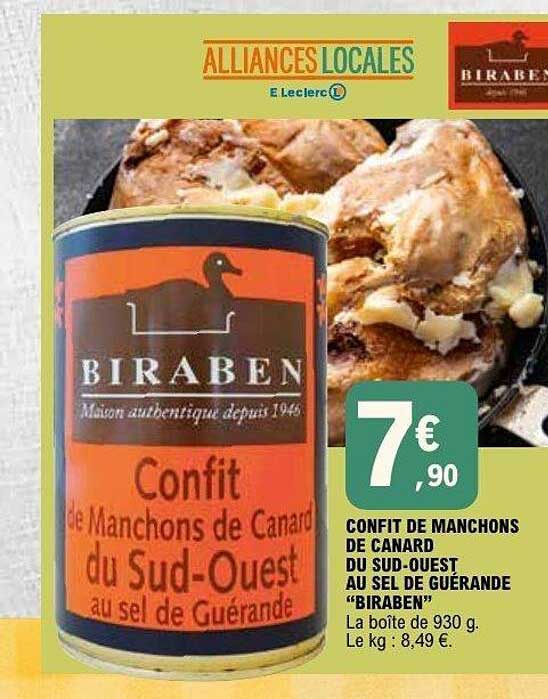 BIRABEN Confit de Manchons de Canard du Sud-Ouest au sel de Guérande