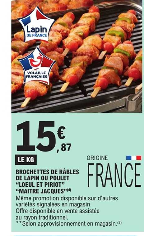 BROCHETTES DE RÂBLES DE LAPIN OU POULET