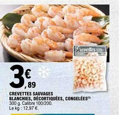 Crevettes sauvages blanchies, décortiquées, congelées