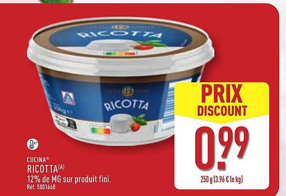 Cucina Ricotta A 12% de MG sur produit fini