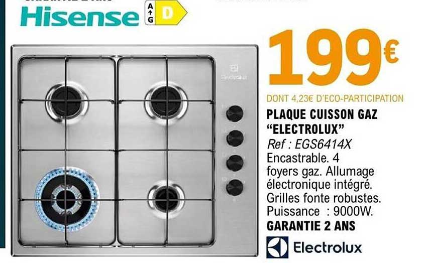 Hisense Electrolux Plaque cuisson gaz