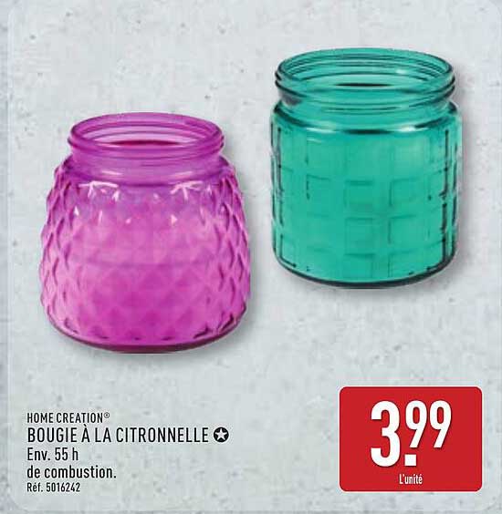 HOME CREATION Bougie à la citronnelle