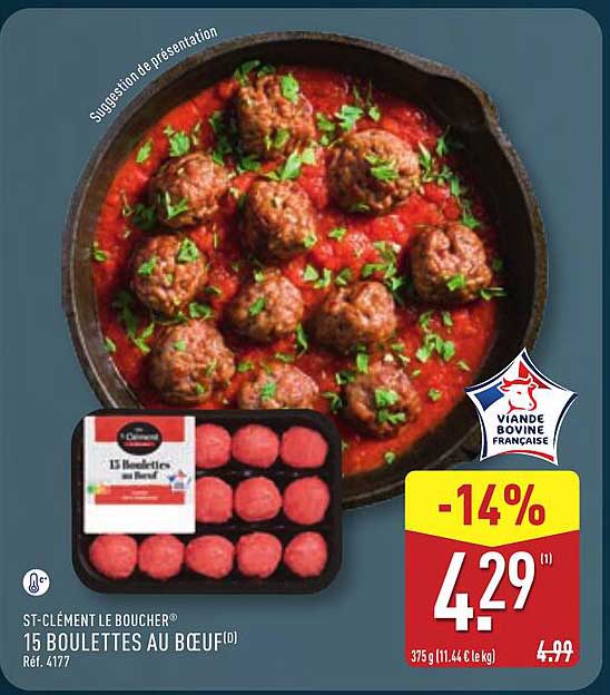 ST-CLÉMENT LE BOUCHER 15 BOULETTES AU BŒUF