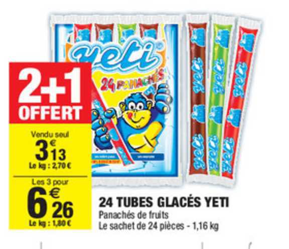 24 Tubes Glacés Yeti  2+1 Offert