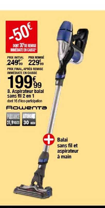aspirateur balai sans fil 2en1 rowenta