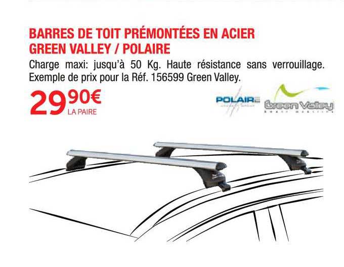 barres de toit prémontées en acier green valley polaire