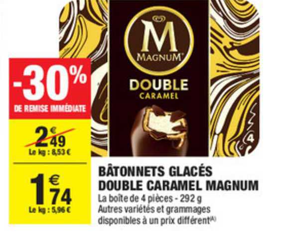 Bâtonnets Glacés Double Caramel Magnum -30% De Remise Immédiate