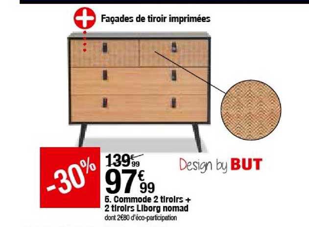 commode 2 tiroirs + 2 tiroirs liborg nomad