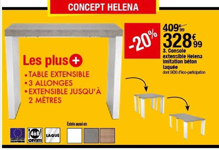 console extensible helena imitation béton laquée