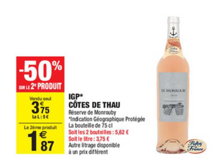 côtes de thau igp  -50% sur le 2e