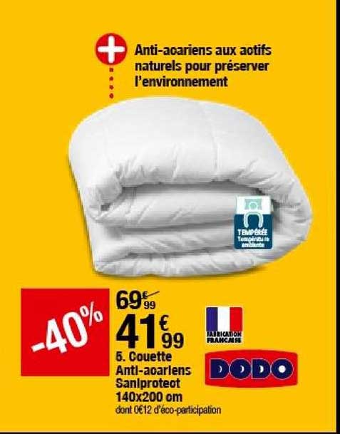 couette anti acariens saniproteot 140x200 cm dodo