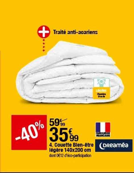 couette bien être légère 140x200 cm dreaméa