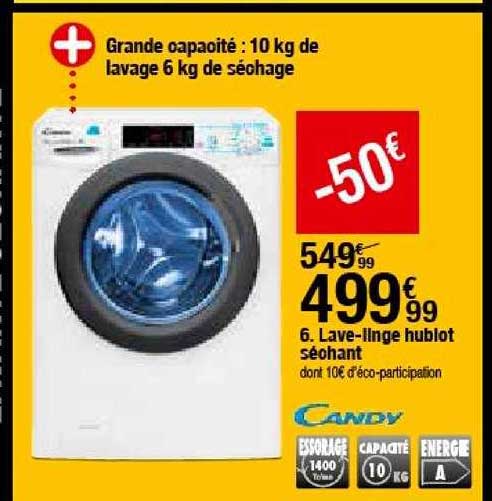 lave linge hublot séchant candy