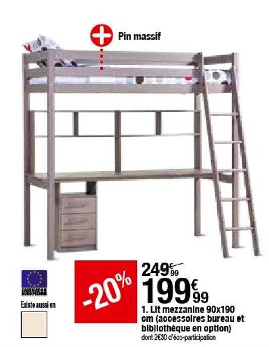 lit mezzanine 90x190 cm