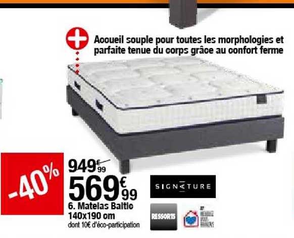 matelas baltic 140x190 cm ressorts signature